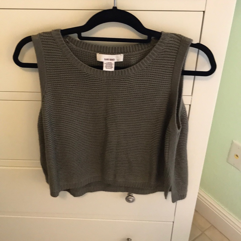 Olive green knit crop top